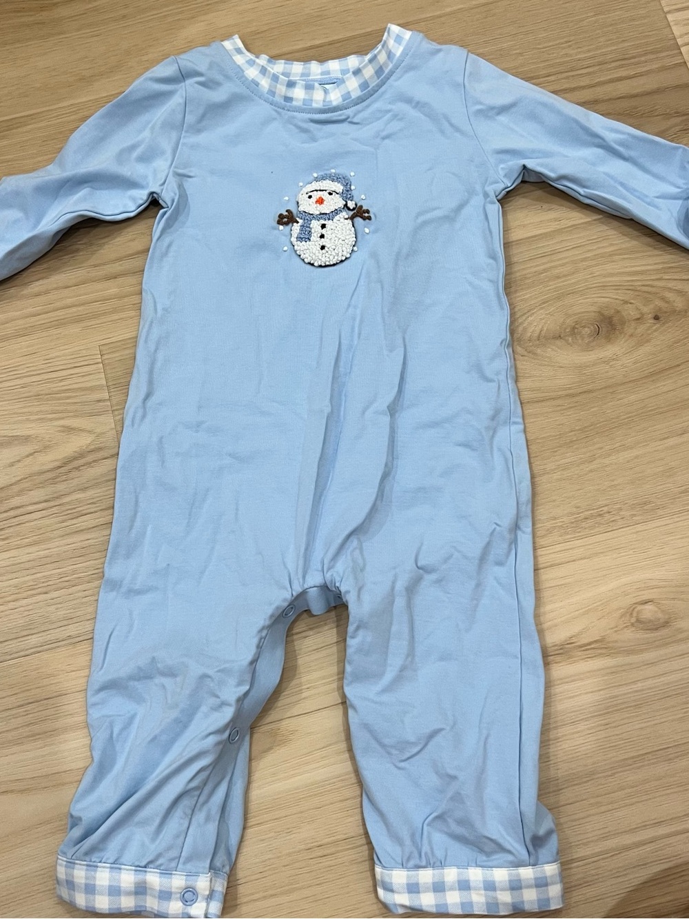 Blue Snowman One-Piece Romper for Kids